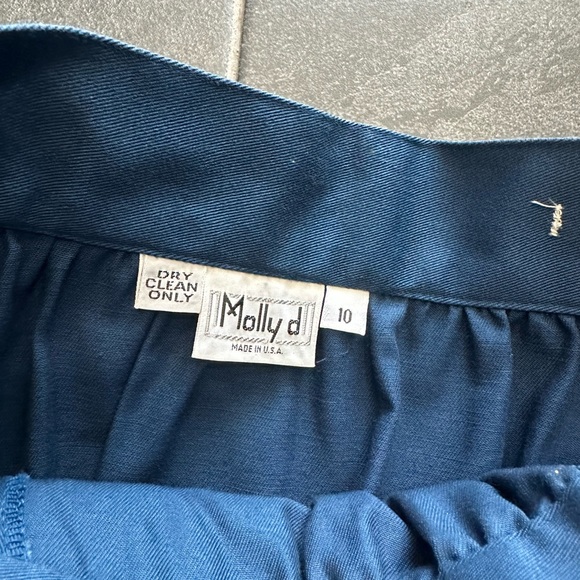 VTG 70s 80s Retro Blue Button Front Cotton Midi Maxi Skirt - Picture 7 of 10